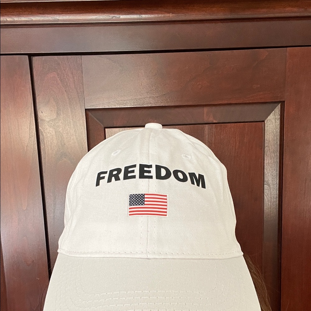 White Freedom Cap with Flag